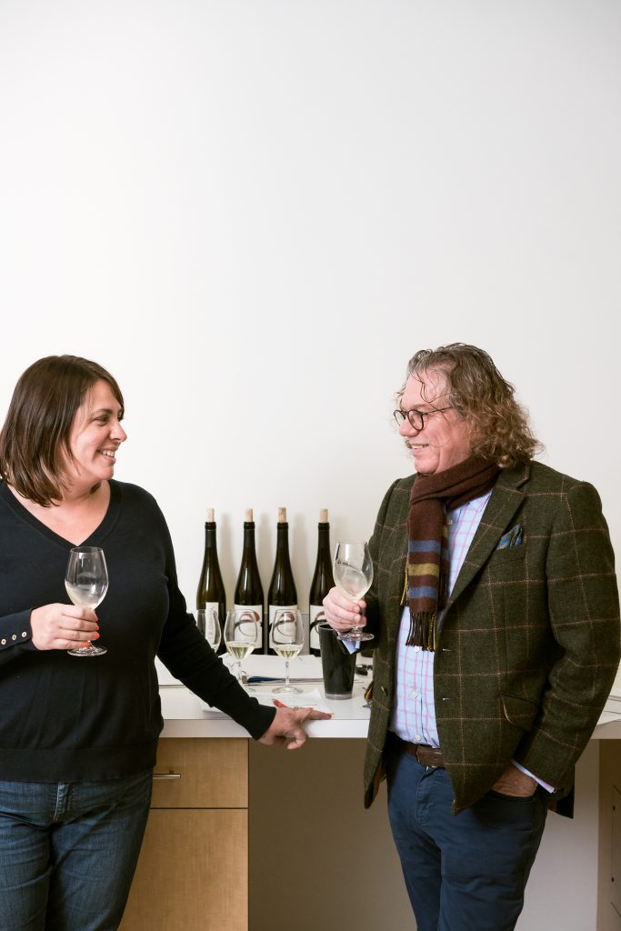 Katie Nelson, Head Winemaker at Ste. Michelle Wine Estates, and Erni Loosen blending the 2024 vintage, the 25th vintage of Eroica earlier this month.
